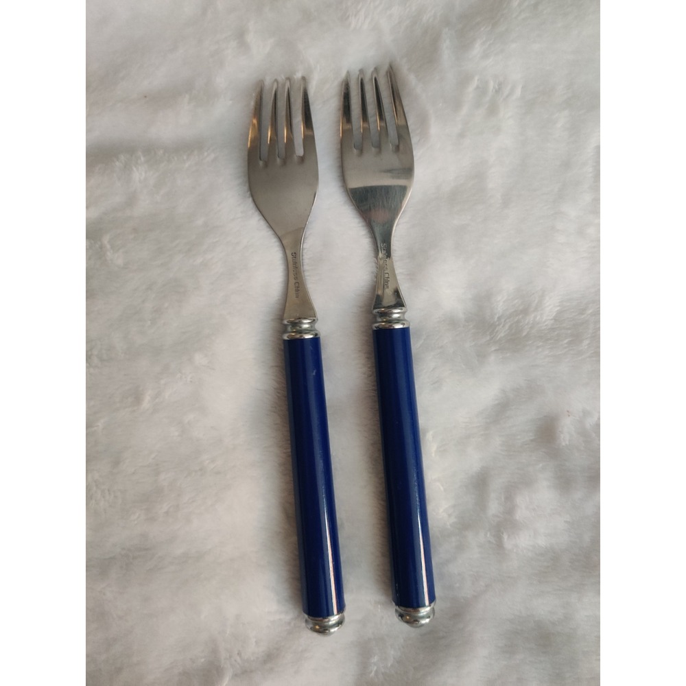 Vintage Oxford Hall‎ Fashion Wear Blue Flatware Set of 2 Salad Forks Stainless